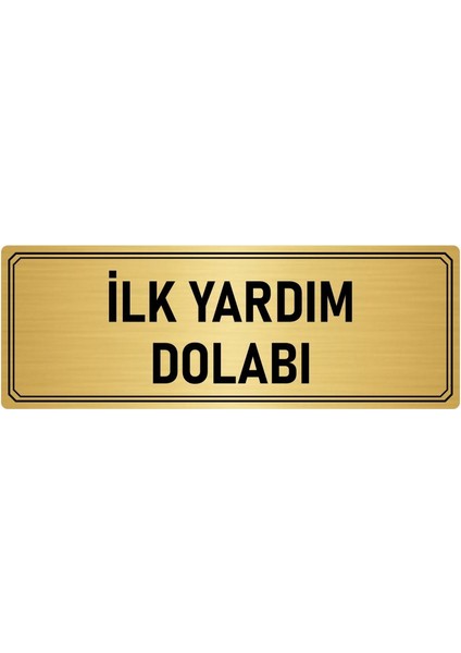 Metal Yönlendirme Levhası Departman Kapı Isimliği Ilk Yardım Dolabı 5x20 cm Altın Renk