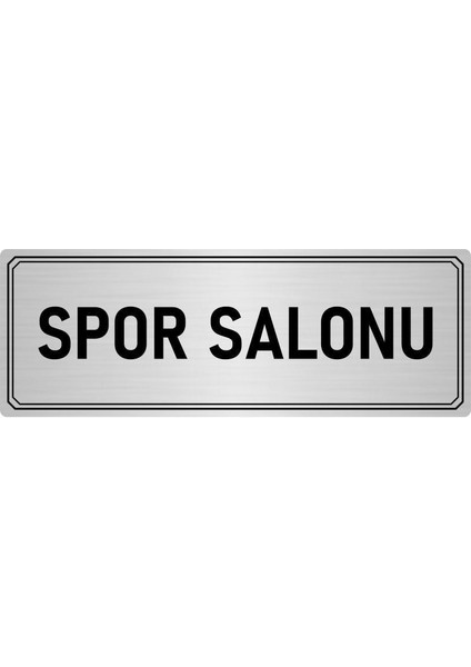 Metal Yönlendirme Levhası Departman Kapı Isimliği Spor Salonu 7x20 cm Gümüş Renk