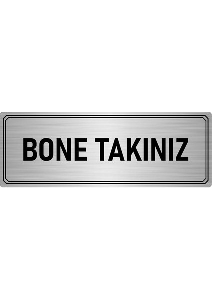 Metal Yönlendirme Levhası Departman Kapı Isimliği Bone Takınız 10x20 cm Gümüş Renk