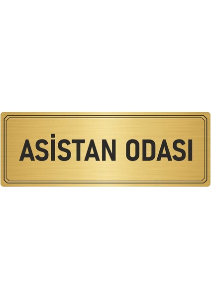 Metal Yönlendirme Levhası Departman Kapı Isimliği Asistan Odası 10x20 cm Altın Renk