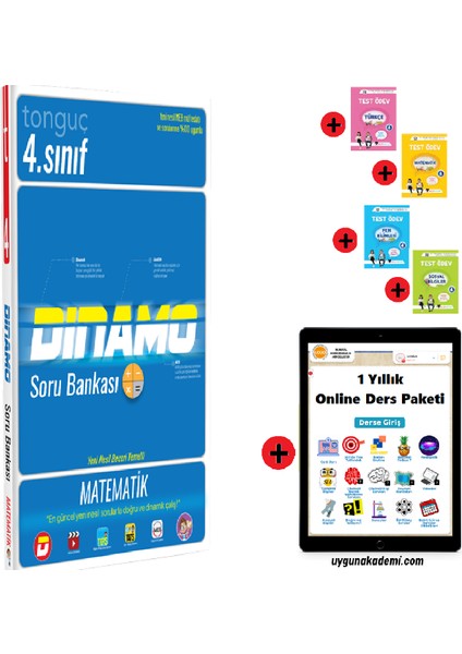 4. Sınıf Matematik Dinamo Soru Bankası - Sadık Uygun Proje Yayınları Türkçe Matematik Fen Bilimleri Sosyal Bilgiler Test Ödev Soru Bankası Seti - 1 Yıllık Online Ders Paketi