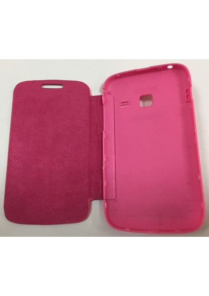 Samsung Galaxy Y Duos S6102 Için Flip Cover Kapaklı Kılıf Pembe