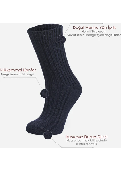 Kışlık %40 Merino Yün Yumuşak Dokulu Kadın Çorabı