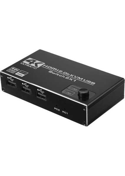 4KVM221 Kvm Switch 2x1 HDMI 2.0 4K Ultra Hd 2160P USB 2.0 Hdcp 2.2 HDR10 Edıd USB Kvm Switch