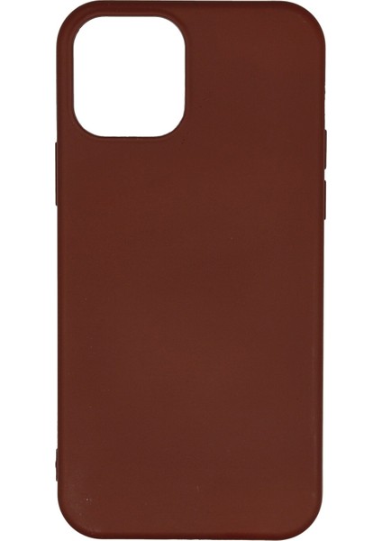 Lansman iPhone 12 Kılıf Nano Içi Kadife Silikon - Kahverengi