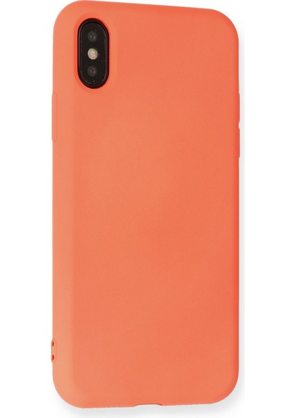 Lansman iPhone Xs Kılıf Nano Içi Kadife Silikon - Mat Turuncu modelleri