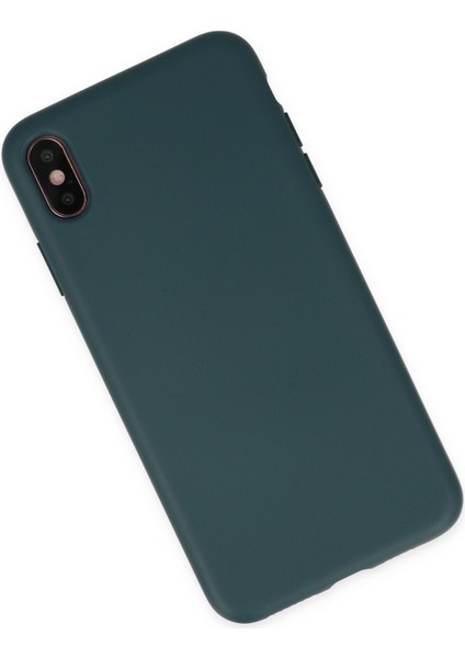 Lansman iPhone x Kılıf Nano Içi Kadife Silikon - Koyu Yeşil