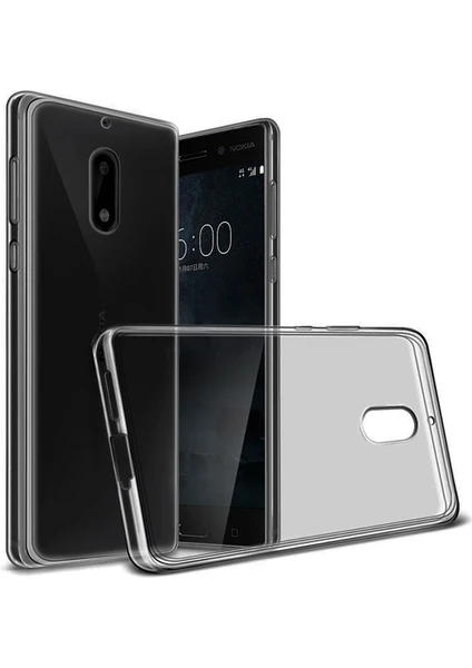 Nokia 5 Kılıf Soft Silikon Şeffaf-Siyah Arka Kapak