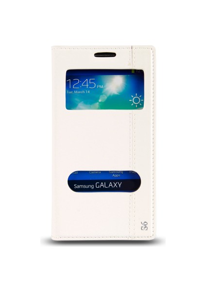 S6 (G920) Gizli Mıknatıslı Pencereli Magnum Kılıf Beyaz