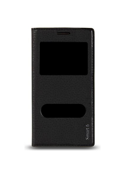 Vodafone Smart 6 Prime Gizli Mıknatıslı Pencereli Magnum Kılıf Siyah