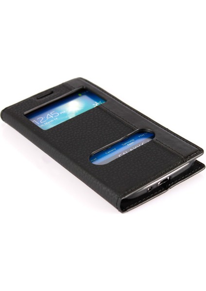 S6 (G920) Gizli Mıknatıslı Pencereli Magnum Kılıf Siyah