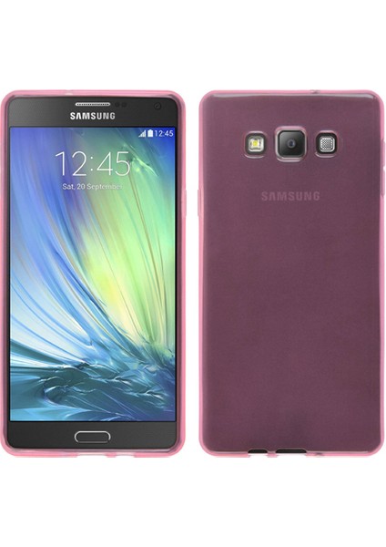 Samsung Galaxy A7 (A700) Kılıf Soft Silikon Şeffaf-Pembe Arka Kapak