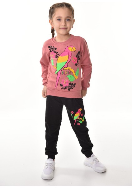 Kız Çocuk Papağan Baskılı Eşofman Takım