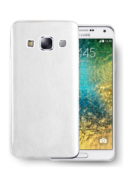 Fitcase Samsung Galaxy E5 (E500) Kılıf Deri Dokulu Arka Kılıf Beyaz