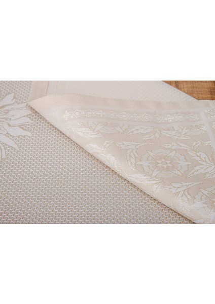 Iris Jakar Polyester Kumaş Bej Runner 45X150 cm - 1410