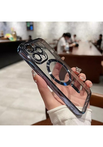 i Phone 14 Pro Max Kılıf Magsafe Şarj Özellikli Kamera ve Lens Korumalı Esnek Silikon Dempre Case