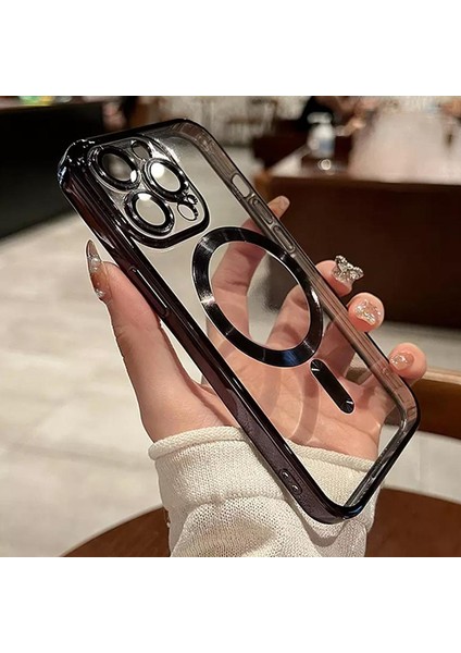 i Phone 14 Pro Max Kılıf Magsafe Şarj Özellikli Kamera ve Lens Korumalı Esnek Silikon Dempre Case