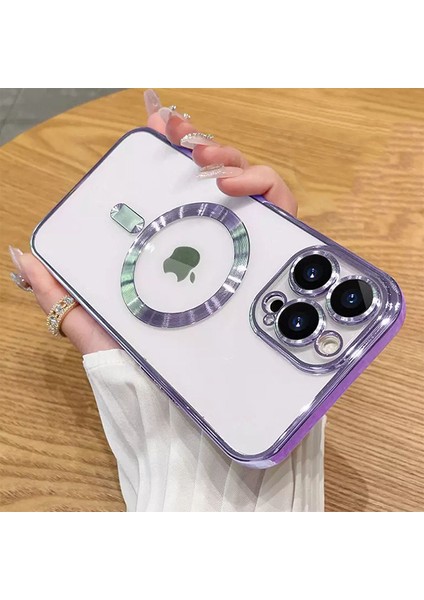 iPhone 14 Pro (6.1) Kılıf Magsafe Şarj Özellikli Kamera ve Lens Korumalı Esnek Silikon Dempre Case