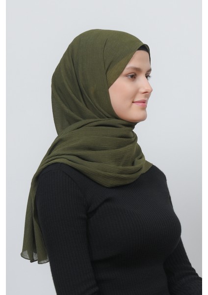 Kadın Pratik Kırışık Krinkıl Mira Tesettür Şal - Haki modelleri