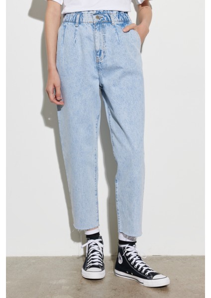 Mom Fit Yüksek Bel Dar Paça Siyah Jean Kot Pantolon