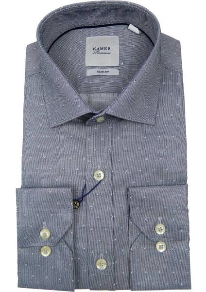Erkek Slim Fit Puantiyeli Gömlek 1056 BGL-ST02518
