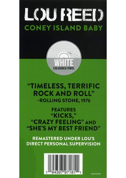 Lou Reed Coney Island Baby (White Vinyl) - Plak