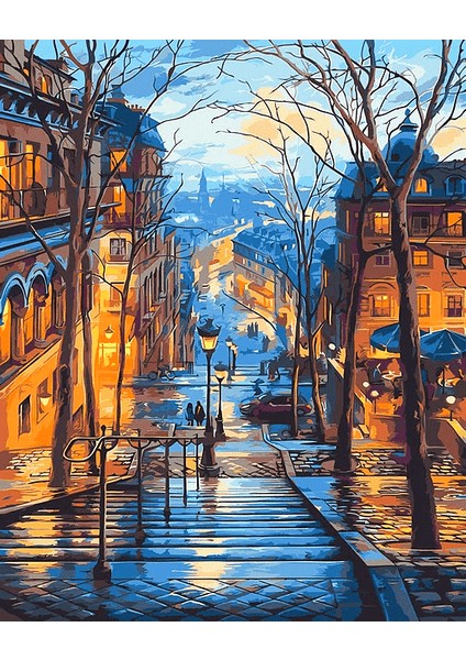 Merdivenler ve Sokak Çerçeveli 90X110 Sayılarla Boyama Hobi Seti