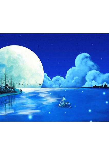 Dolunay ve Deniz Çerçeveli 90X110 Sayılarla Boyama Hobi Seti