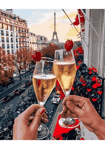 Paris'te Kutlama Çerçevesiz 50X65 Sayılarla Boyama Hobi Seti