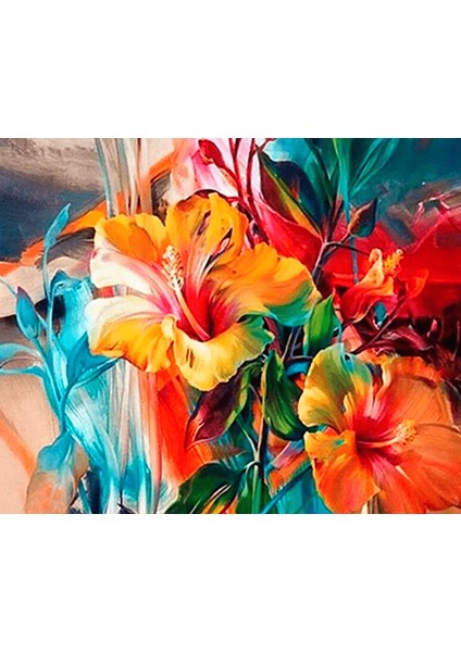 Renkli Zambaklar Çerçeveli 40X50 Sayılarla Boyama Hobi Seti