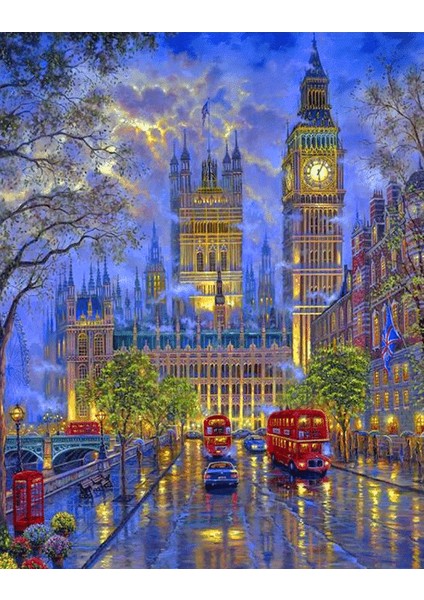 Londra Akşamı Çerçeveli 40X50 Sayılarla Boyama Hobi Seti