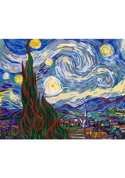 Yıldızlı Geceler Çerçeveli 50X65 Sayılarla Boyama Hobi Seti