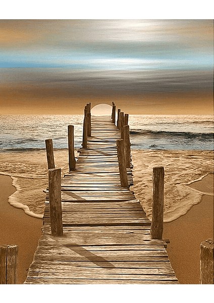 Sessiz Sahil ve Deniz Çerçeveli 40X50 Sayılarla Boyama Hobi Seti