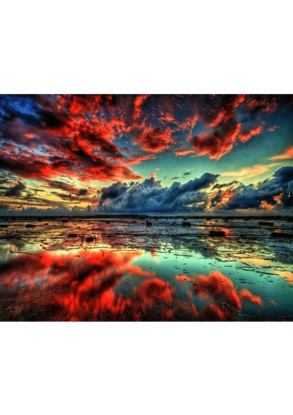 Kırmızı Bulutlar ve Manzara Çerçeveli 40X50 Sayılarla Boyama Hobi Seti