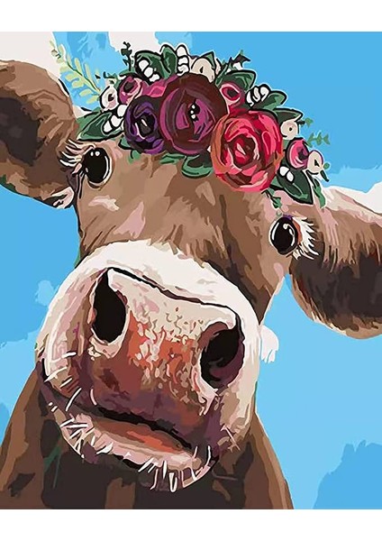 Süslü Inek Çerçeveli 60X75 Sayılarla Boyama Hobi Seti