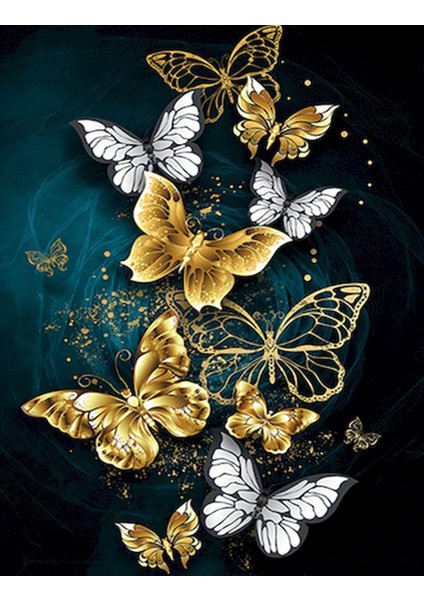 Kelebek Desenler Çerçeveli 60X75 Sayılarla Boyama Hobi Seti