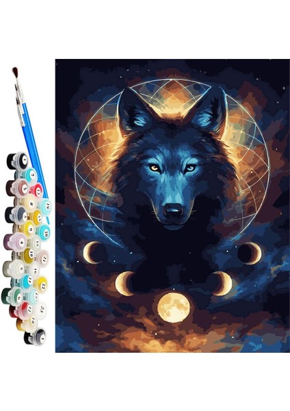 Kara Kurt Çerçeveli 70X90 Sayılarla Boyama Hobi Seti
