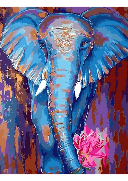 Mavi Fil Çerçeveli 70X90 Sayılarla Boyama Hobi Seti