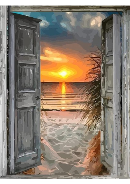 Açık Kapı Çerçeveli 60X75 Sayılarla Boyama Hobi Seti