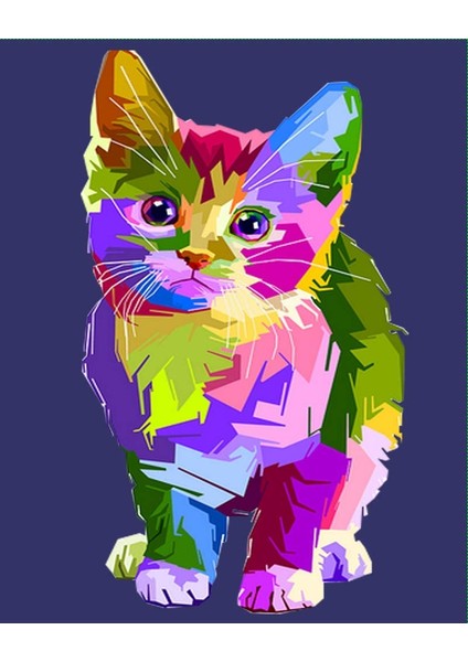 Rengarenk Kedicik Çerçeveli 60X75 Sayılarla Boyama Hobi Seti