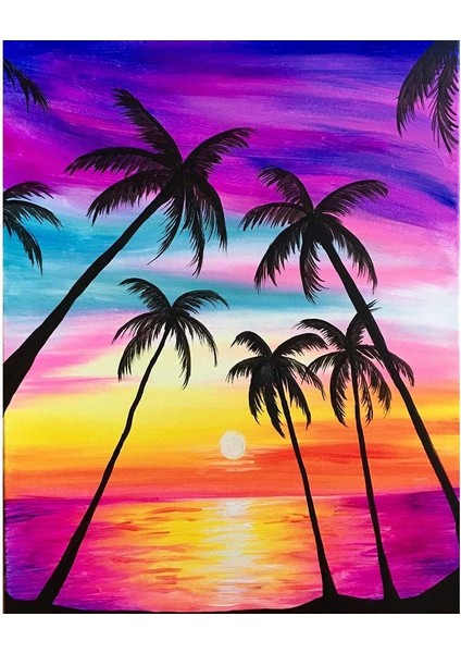 Palmiye Morluğu Çerçeveli 70X90 Sayılarla Boyama Hobi Seti