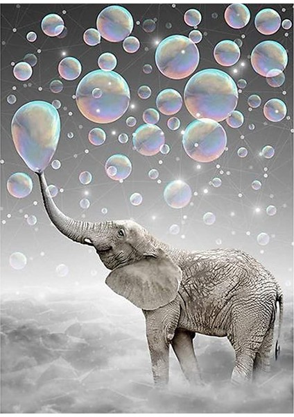 Baloncuklar ve Fil Çerçeveli 90X110 Sayılarla Boyama Hobi Seti