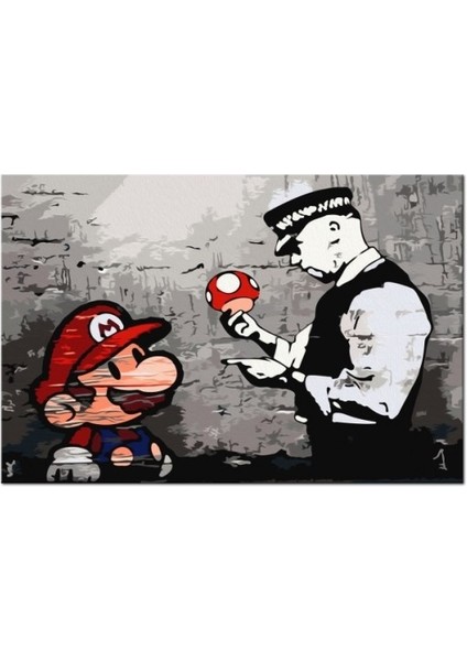 Süper Mantar Çerçeveli 40X50 Sayılarla Boyama Hobi Seti