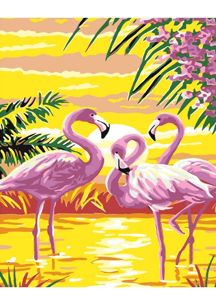 Flamingolar Çerçeveli 40X50 Sayılarla Boyama Hobi Seti
