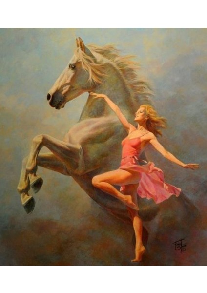 At ve Kız Çerçeveli 40X50 Sayılarla Boyama Hobi Seti