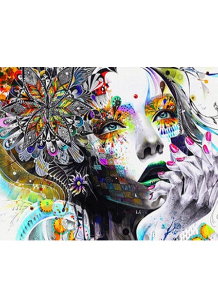 Psikodelik Kız Çerçeveli 40X50 Sayılarla Boyama Hobi Seti