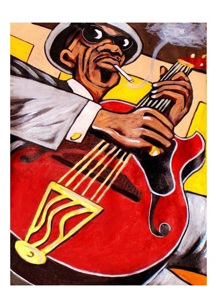 Gitarist Man Çerçeveli 60X75 Sayılarla Boyama Hobi Seti
