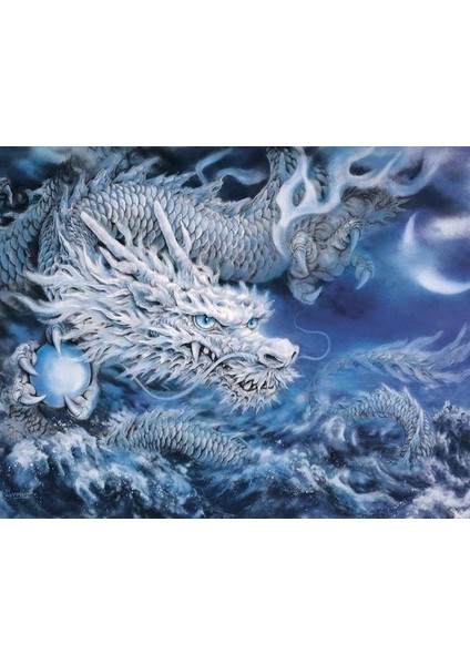 Beyaz Ejder Çerçeveli 60X75 Sayılarla Boyama Hobi Seti