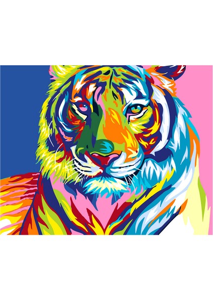 Rengarenk Kaplan Çerçeveli 90X110 Sayılarla Boyama Hobi Seti