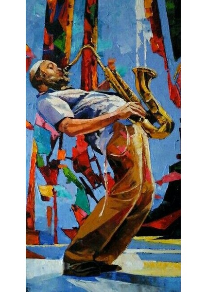 Saksafoncu Adam Çerçeveli 90X110 Sayılarla Boyama Hobi Seti